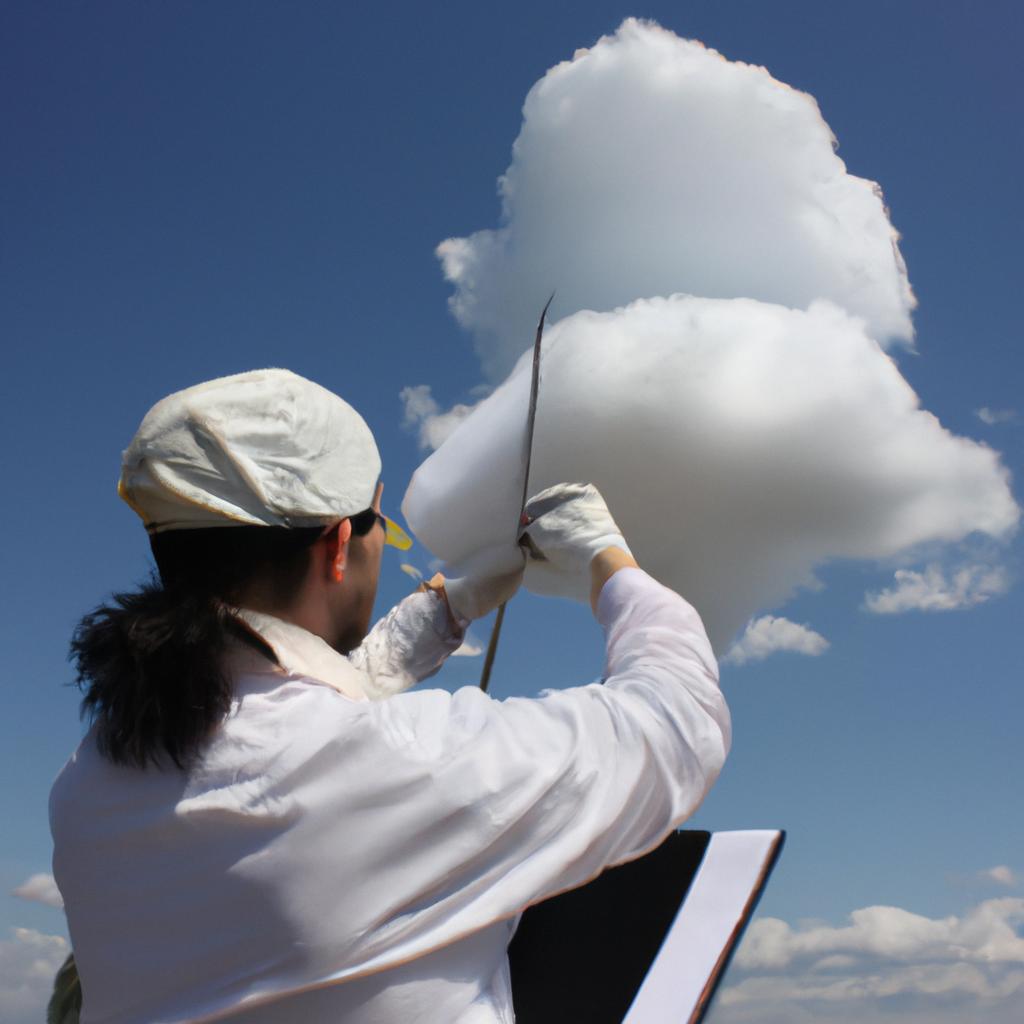 Scientist studying atmospheric cloud microphysics