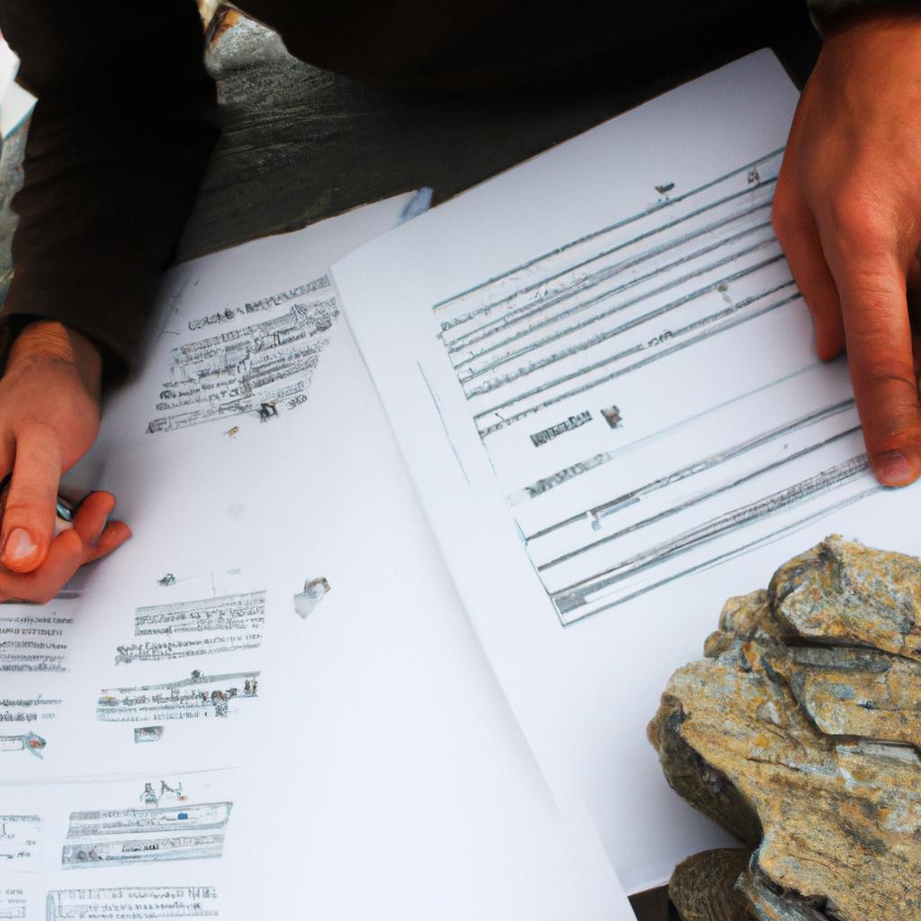 Person studying rocks and charts